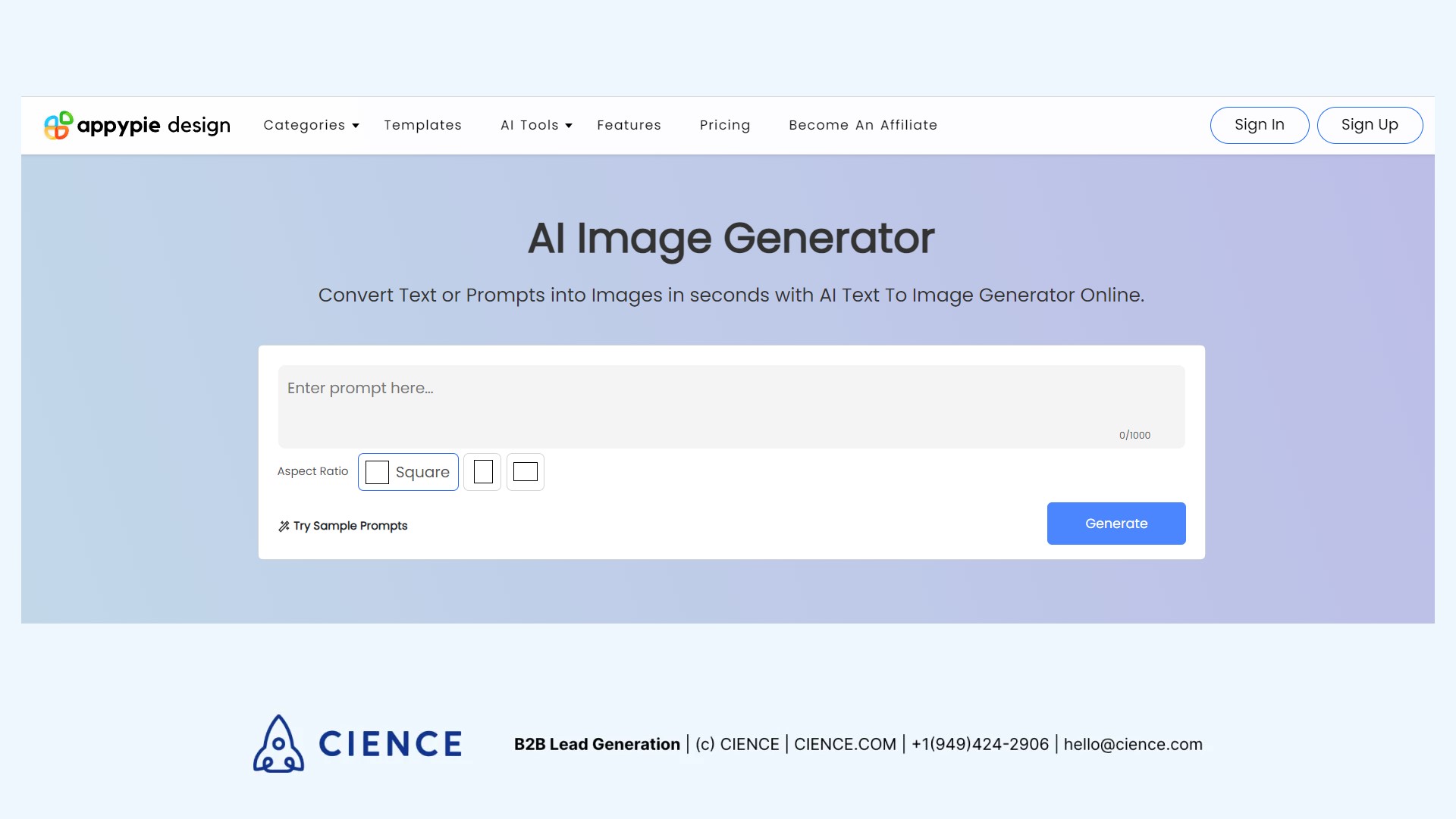 AppyPie AI image Generator