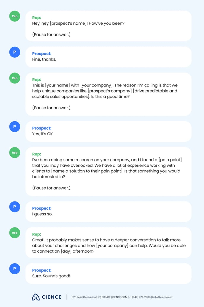 Let's take the cold calling script and go a little bit deeper this