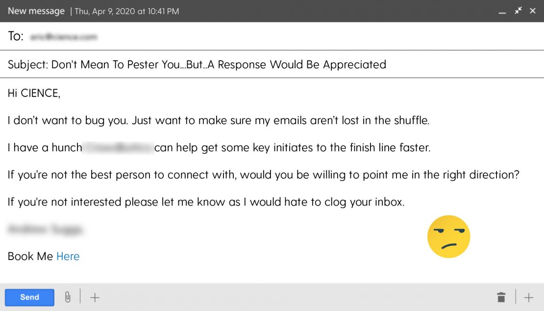 example of a bad cold email