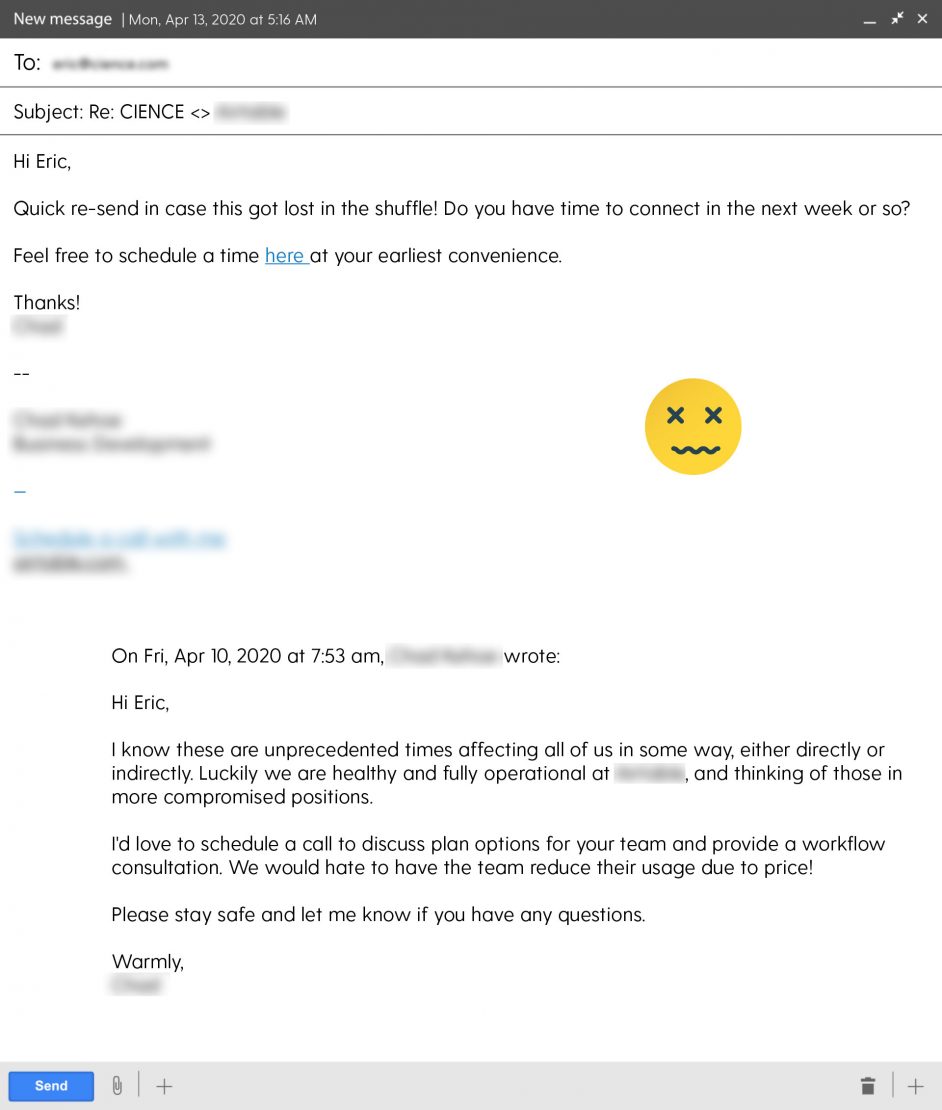 Example of a bad sales email
