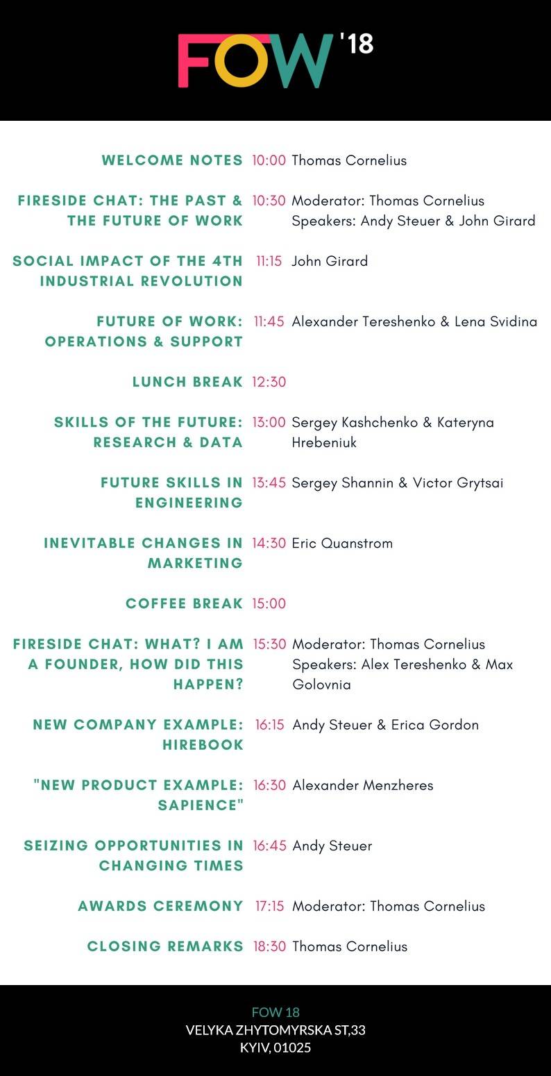 The Future of Work Conference 2018 (FOW18). Agenda.