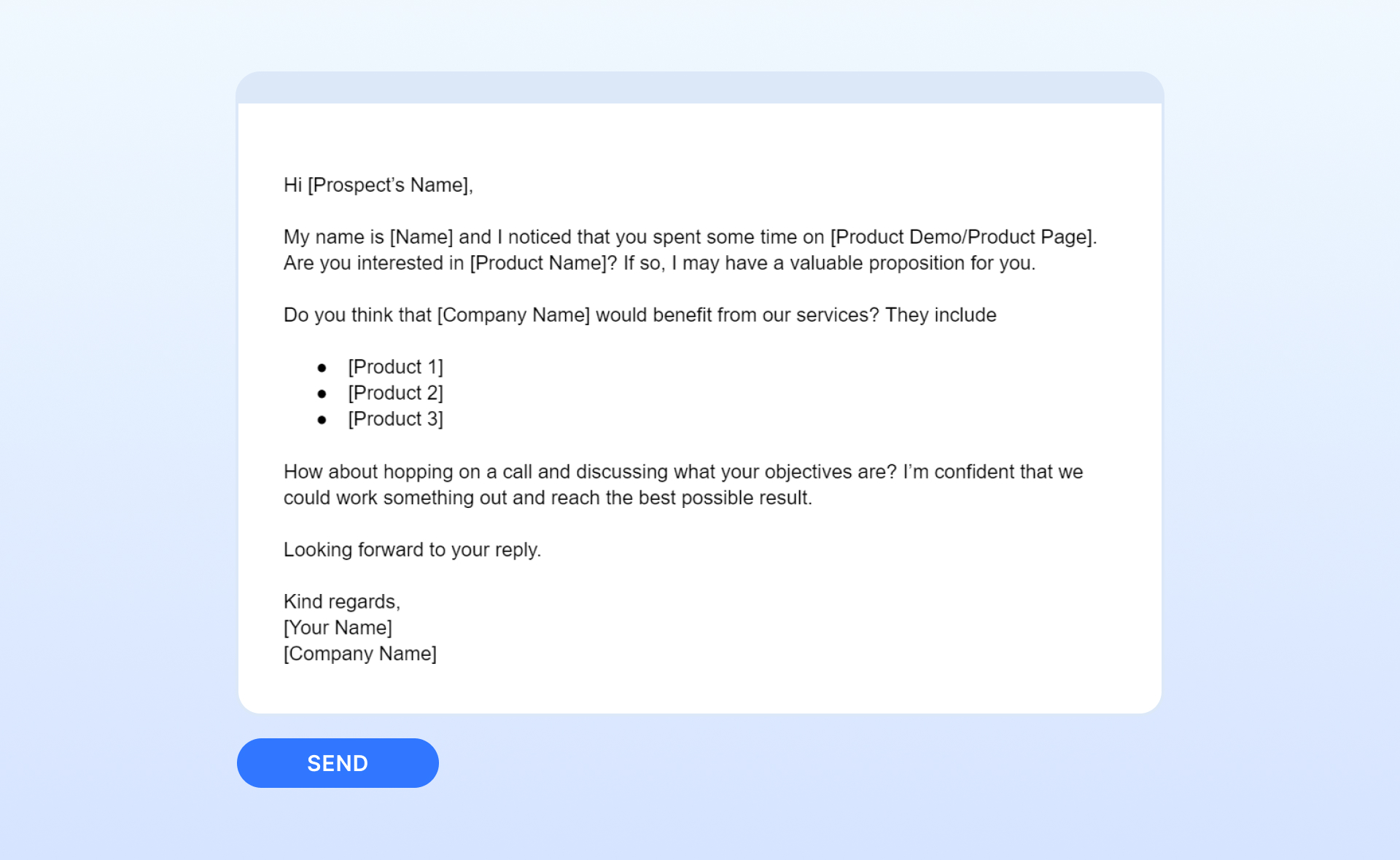 Cold email template with automated personalization