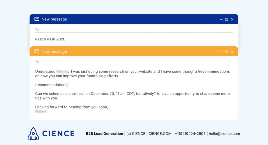 Neutral response to cold email follow up later - response example
