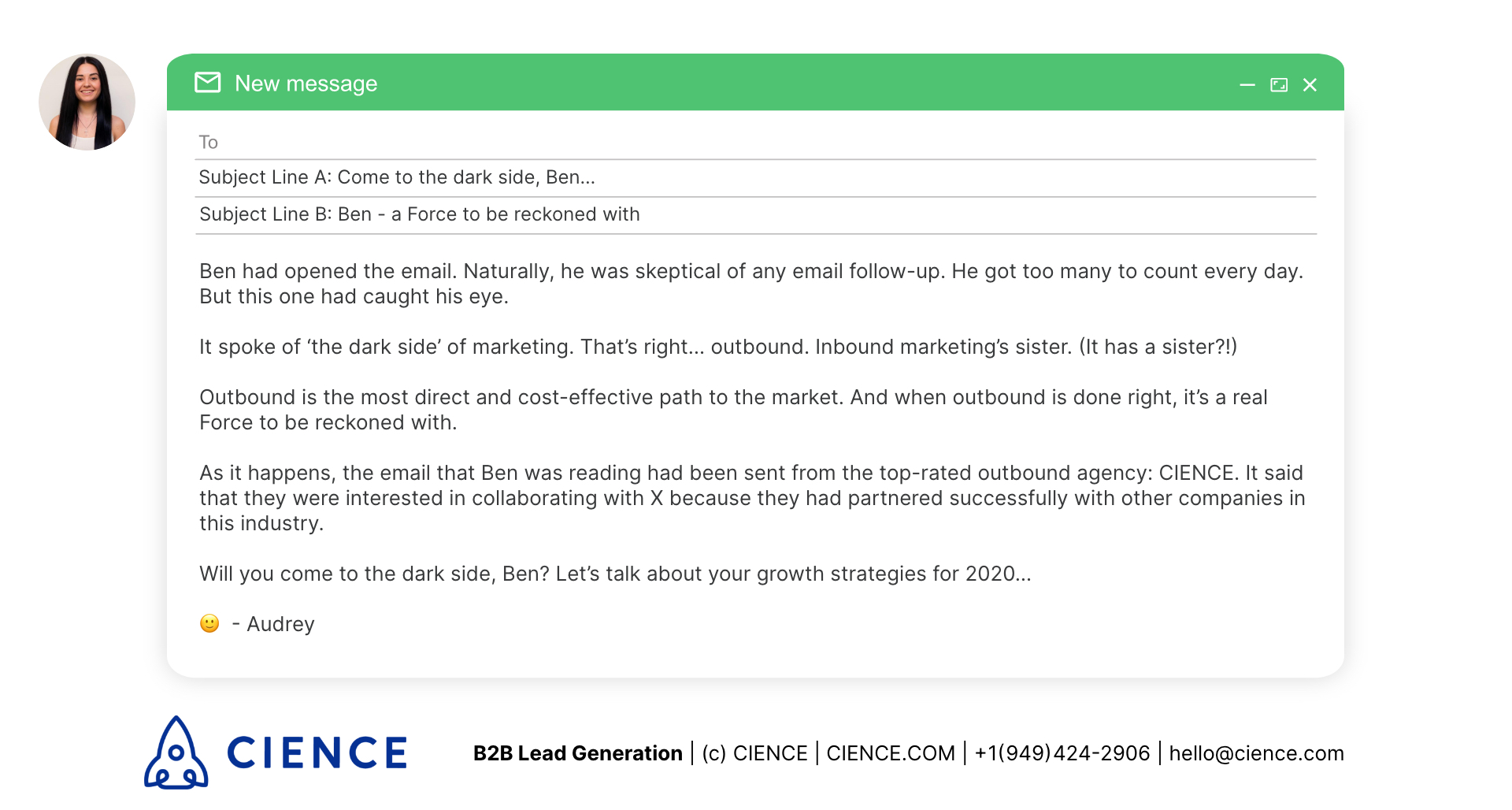 Cold email follow-up example - A/B testing